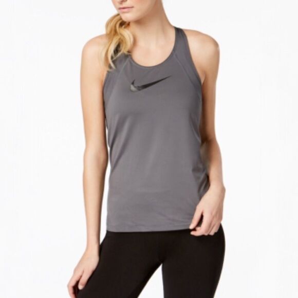 Nike Dri Fit Grey Swoosh Training Tank Top Like New Medium - Picture 1 of 5